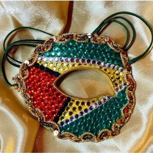 Guyana Eye Patch Masquerade Mask with Crystals and Rhinestones
